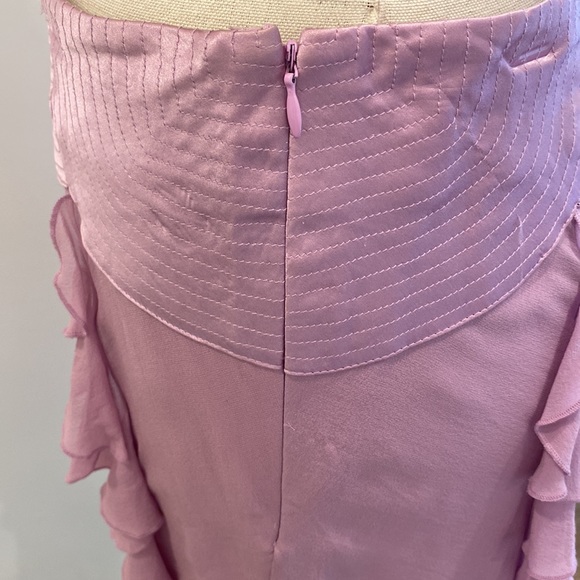 Bebe Lilac silk ruffle asymmetrical drop waist skirt - Picture 6 of 12